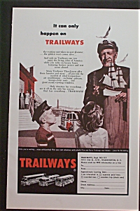 1959 Trailways With Man Talking To 2 Children