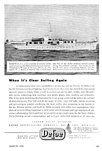 1945 Defoe Shipbuilding Yacht Boat Magazine Ad
