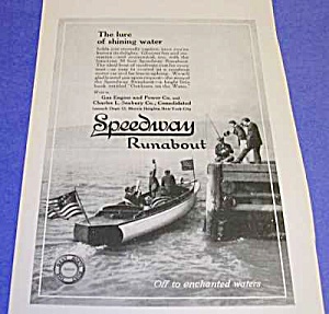 1913 Speedway Runabout Boat Ad